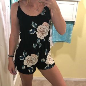 Kendall and Kylie black floral romper